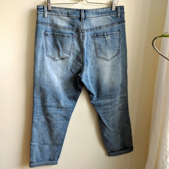 [Tribal.Jeans] NWT Distressed Light Denim Rolled Hem Ankle Cropped Pants - 12 - Picture 5 of 6